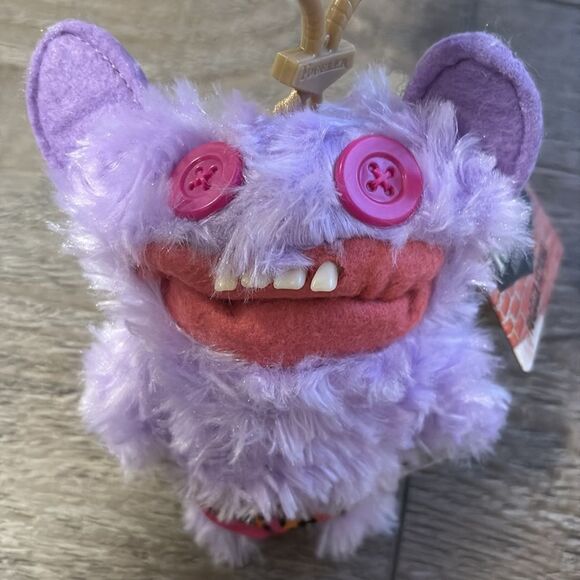 Zuru Fuggler Funny Ugly Monster Purple Plush Keyring Bag Charm Teeth Button Eyes - Picture 2 of 3